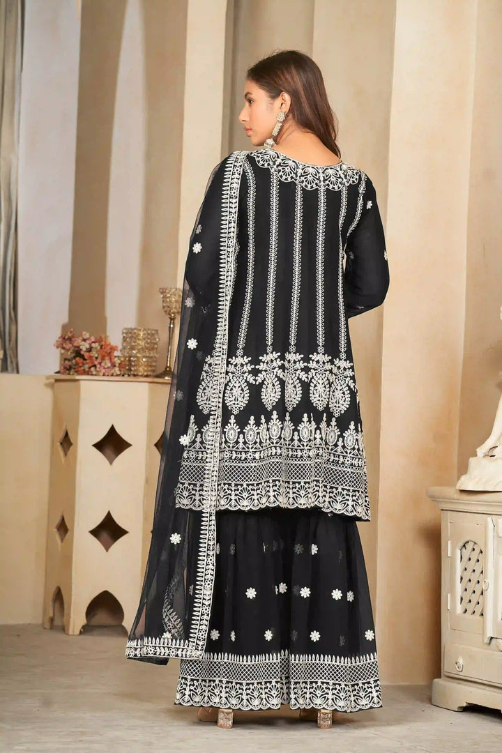 Premium Black Georgette Suit | Heavy Embroidery & Net Dupatta