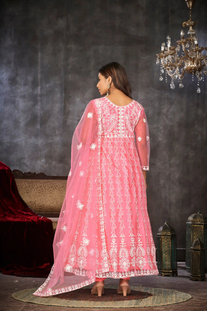 Designer Embroidery Anarkali Suit | Santoon Bottom & Net Dupatta