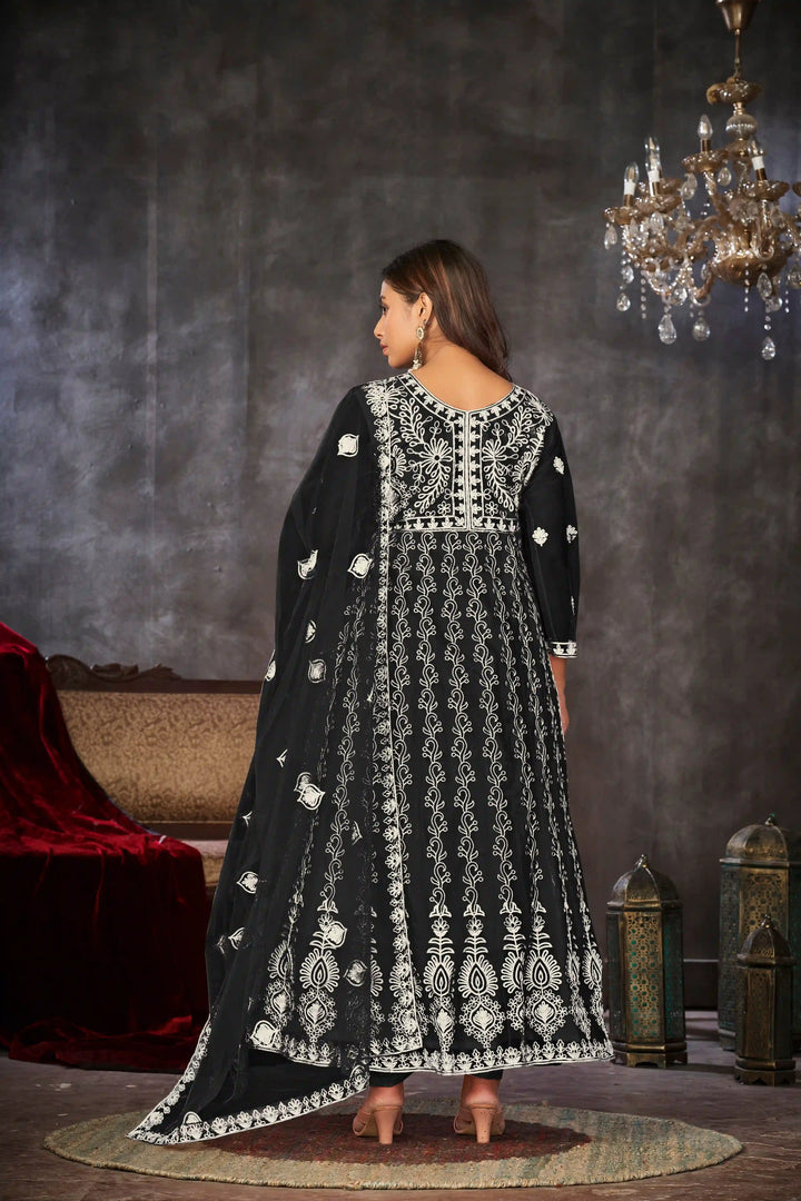 Designer Embroidery Anarkali Suit | Santoon Bottom & Net Dupatta