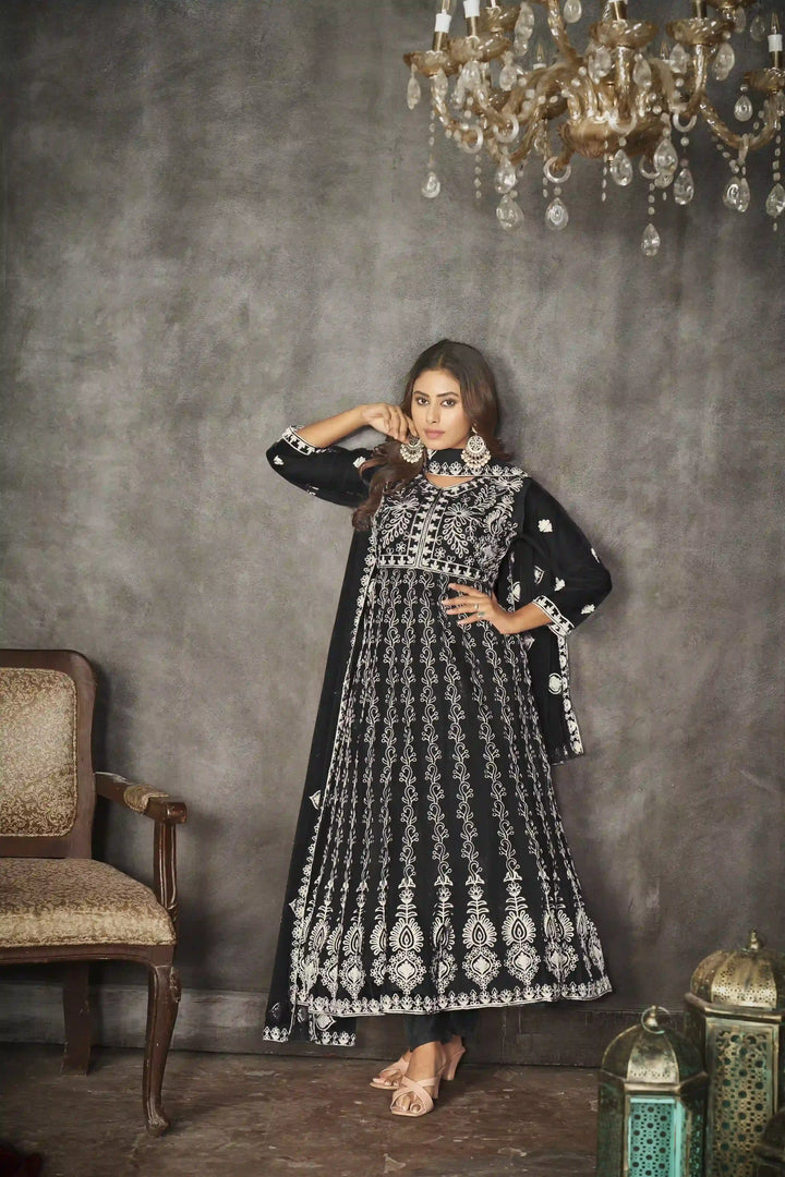 Designer Embroidery Anarkali Suit | Santoon Bottom & Net Dupatta