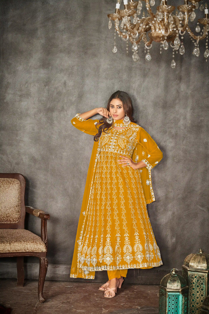 Designer Embroidery Anarkali Suit | Santoon Bottom & Net Dupatta
