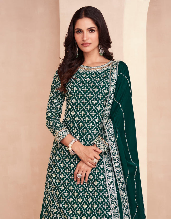 Designer Gharara Suits | Chinon Embroidery with Elegant Dupatta Set