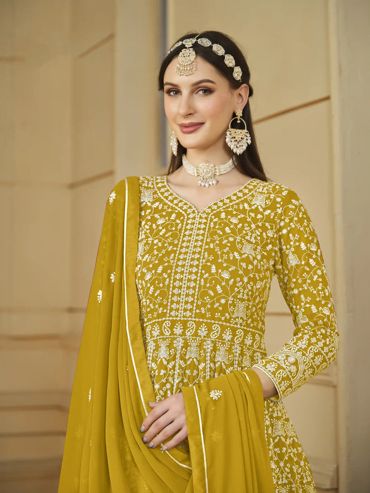 Elegant Designer Anarkali Suit | Faux Georgette with Heavy Embroidery