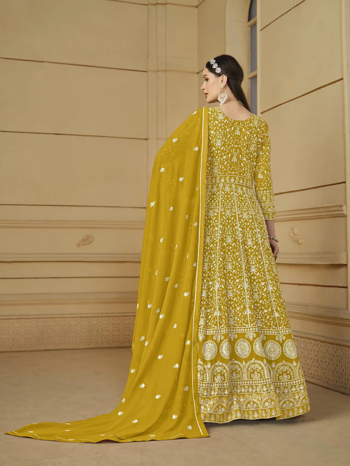 Elegant Designer Anarkali Suit | Faux Georgette with Heavy Embroidery
