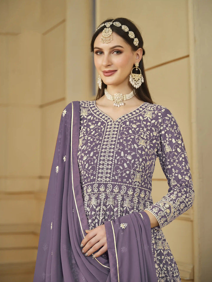 Elegant Designer Anarkali Suit | Faux Georgette with Heavy Embroidery