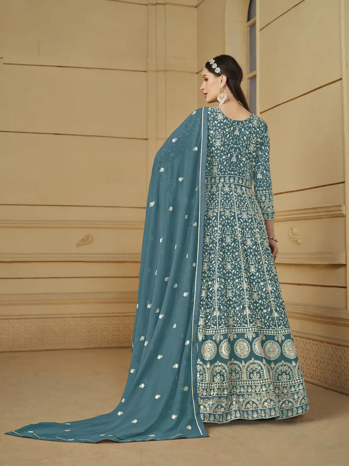 Elegant Designer Anarkali Suit | Faux Georgette with Heavy Embroidery