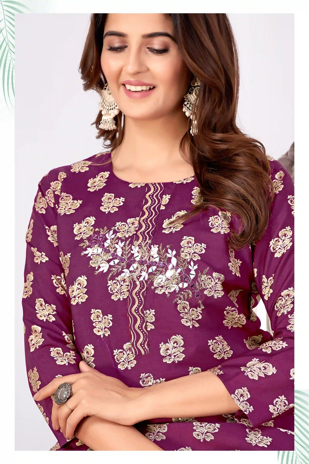 Designer Printed Rayon Kurti & Bottom Set | Elegant Women's Wear