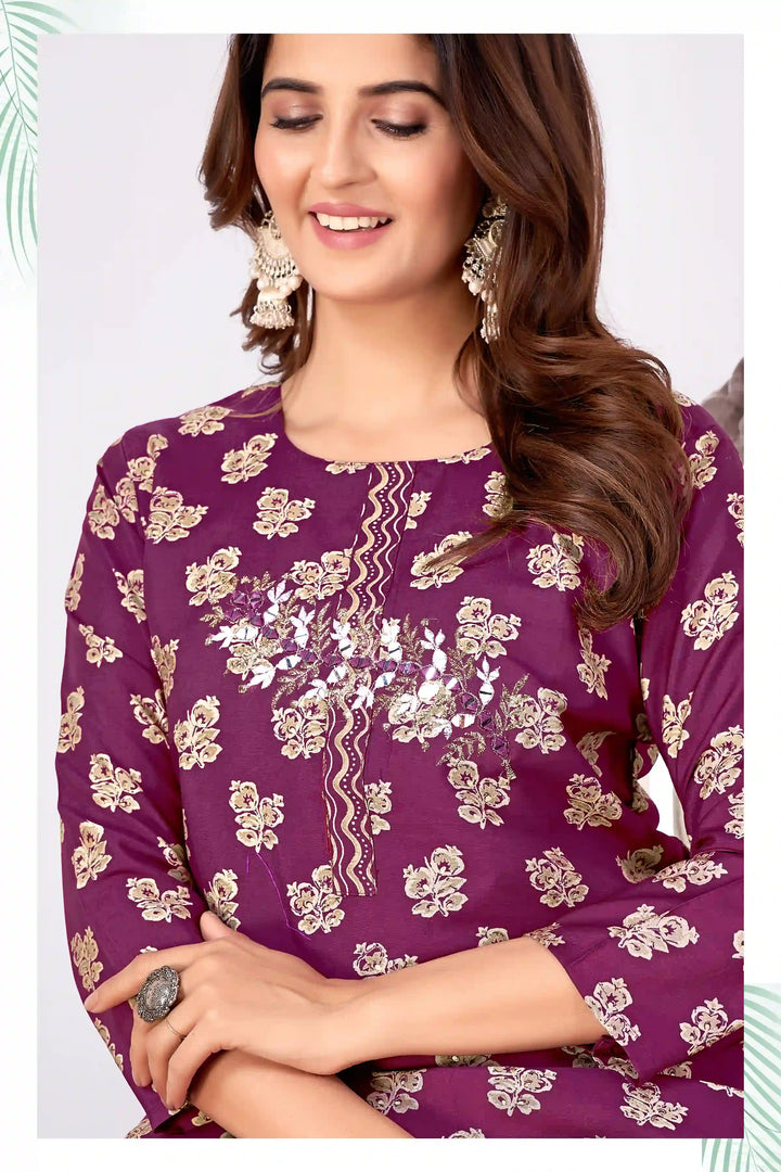 Designer Printed Rayon Kurti & Bottom Set | Elegant Women's Wear