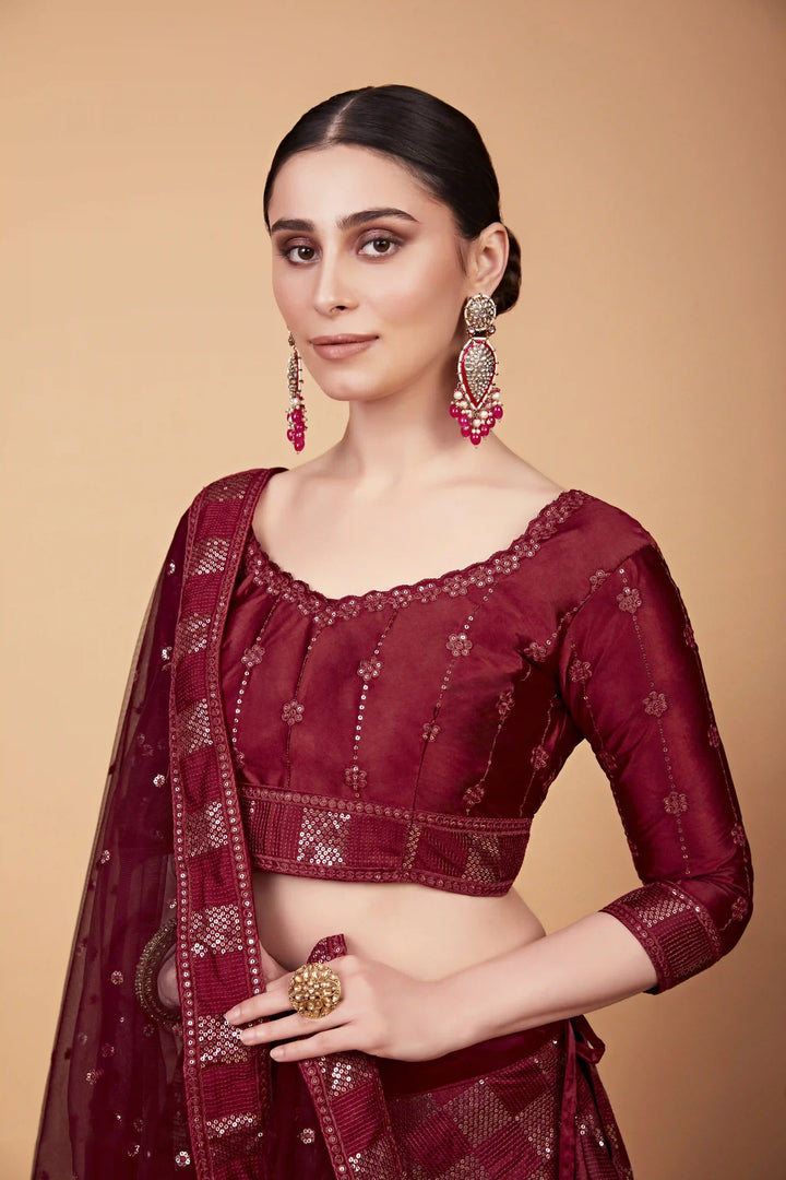 Sophisticated Red Tebi Silk Lehenga with Red Dupatta | A Captivating Traditional Ensemble