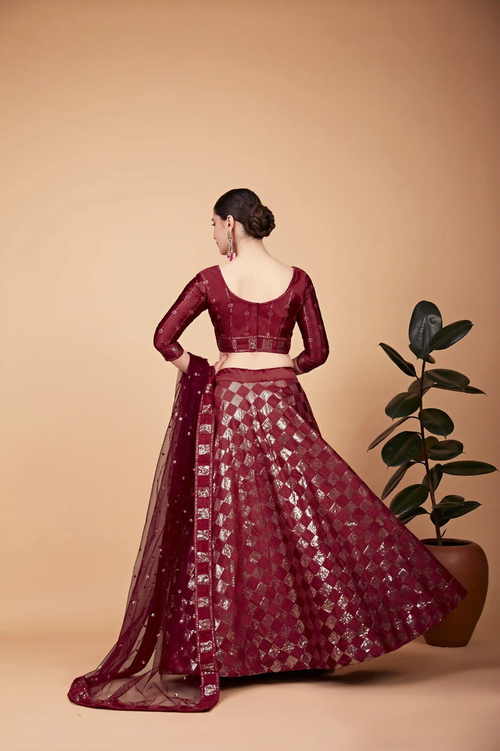 Sophisticated Red Tebi Silk Lehenga with Red Dupatta | A Captivating Traditional Ensemble
