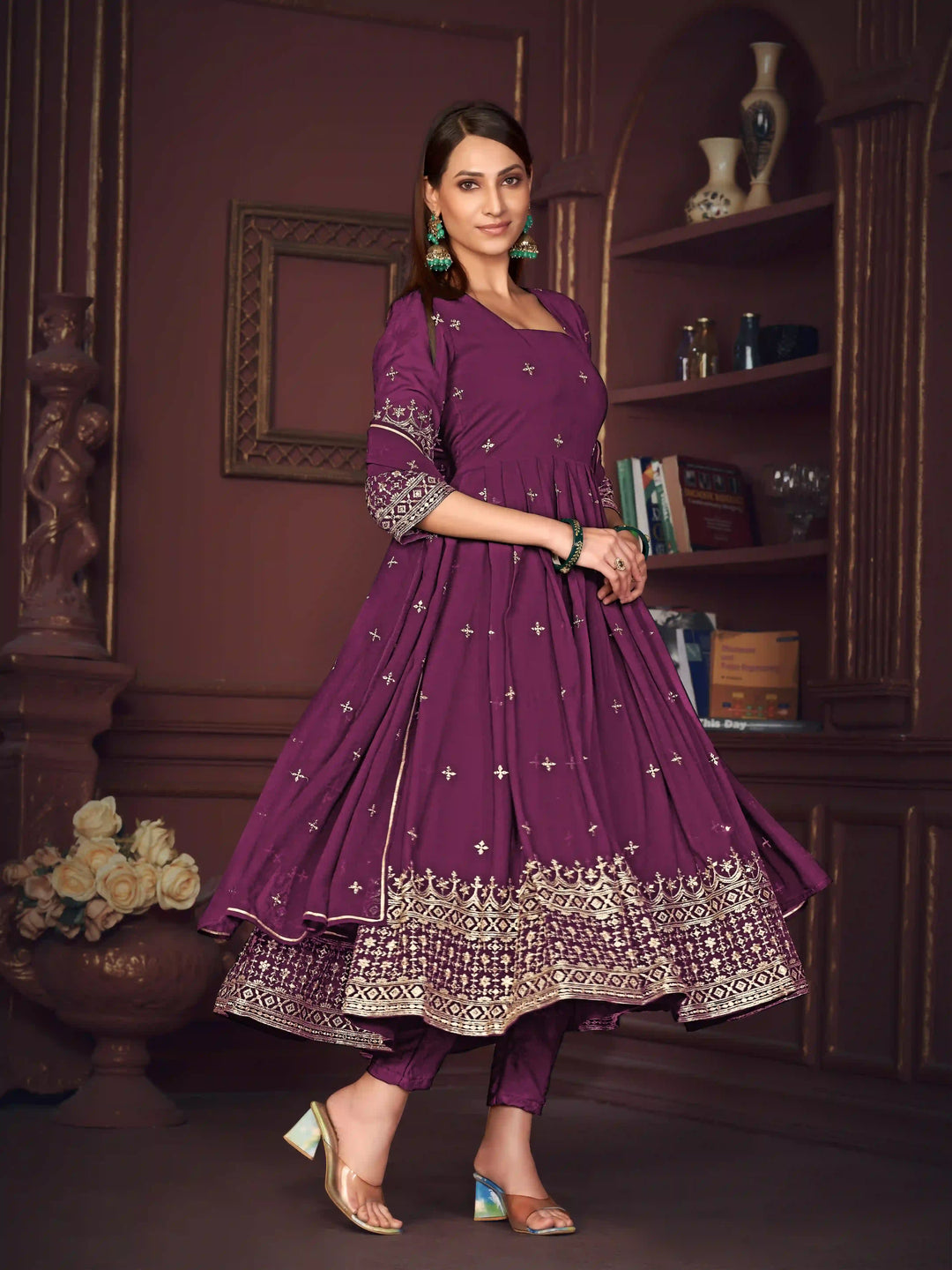 Sophisticated Sharara Suits for Festivals | Elegant Embroidery Design