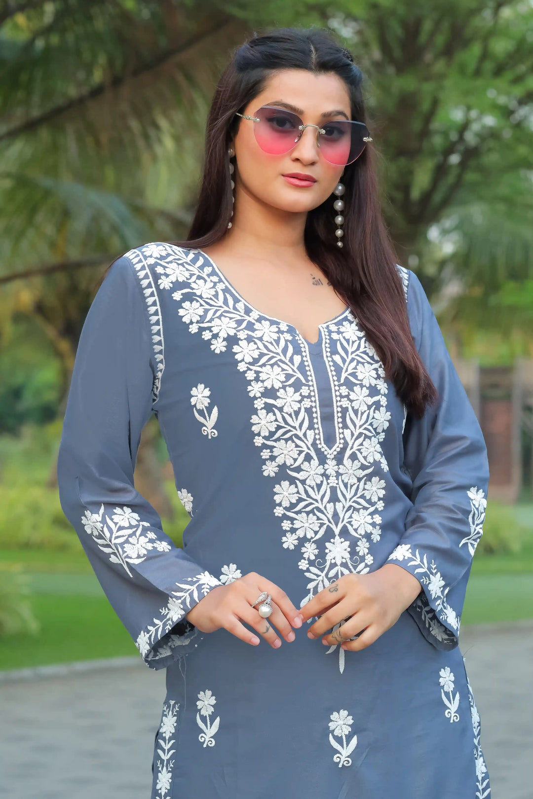 Stylish Readymade Set | Elegant Rayon Top & Bottom with Designer Chikankari