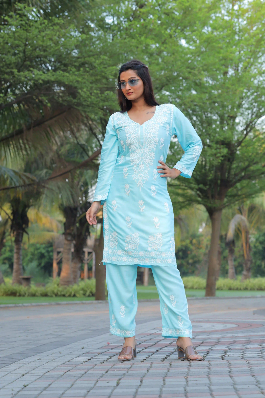 Stylish Readymade Set | Elegant Rayon Top & Bottom with Designer Chikankari
