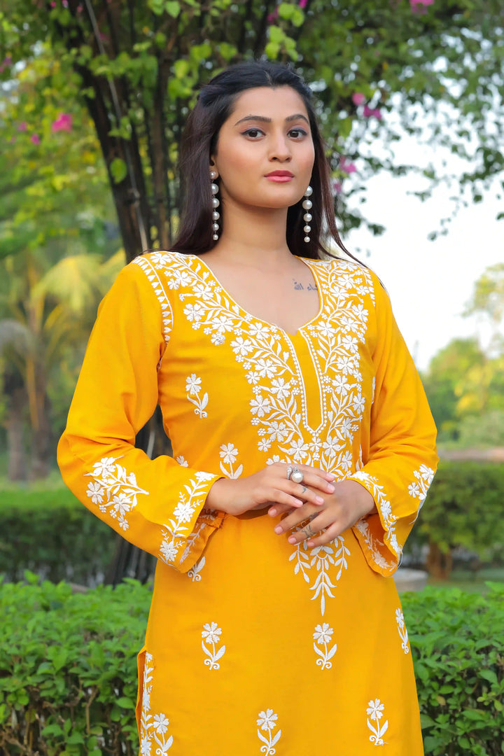 Stylish Readymade Set | Elegant Rayon Top & Bottom with Designer Chikankari