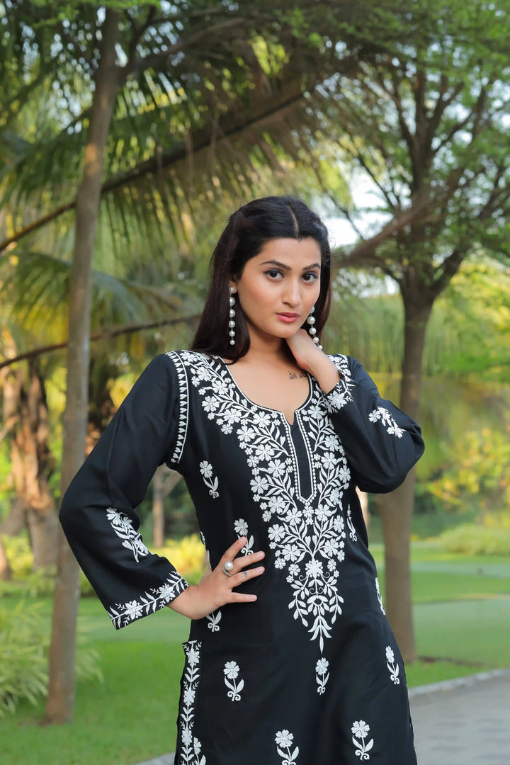 Stylish Readymade Set | Elegant Rayon Top & Bottom with Designer Chikankari