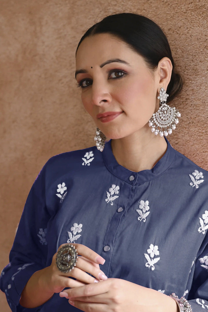 Designer Top with Bottom Set | Rayon Outfit with Thread Embroidery Work