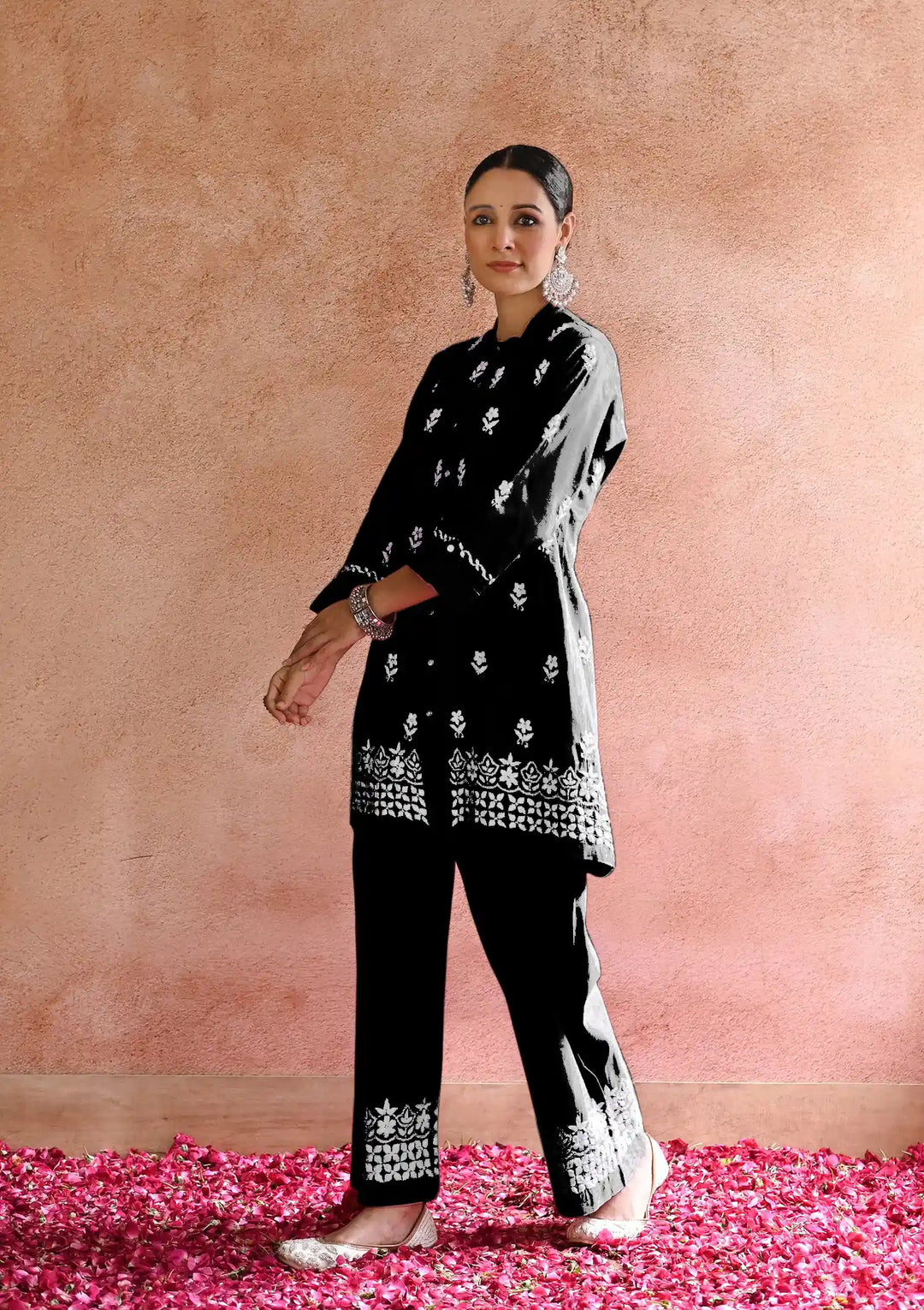Designer Top with Bottom Set | Rayon Outfit with Thread Embroidery Work