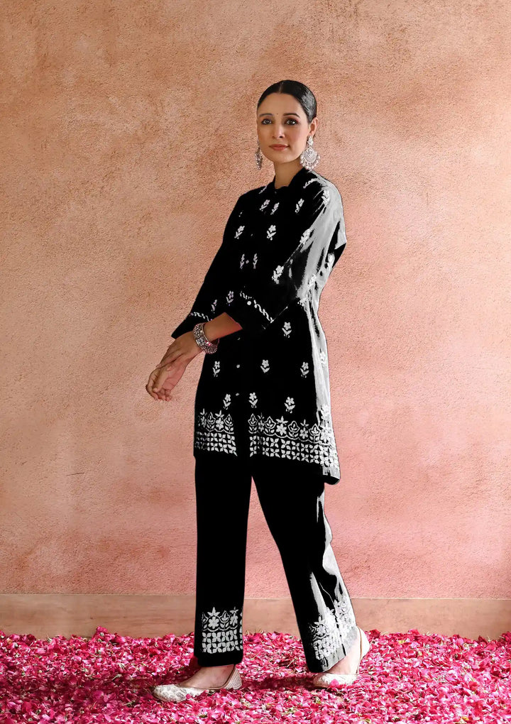 Designer Top with Bottom Set | Rayon Outfit with Thread Embroidery Work
