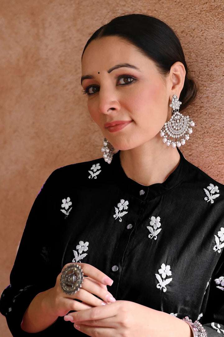 Designer Top with Bottom Set | Rayon Outfit with Thread Embroidery Work