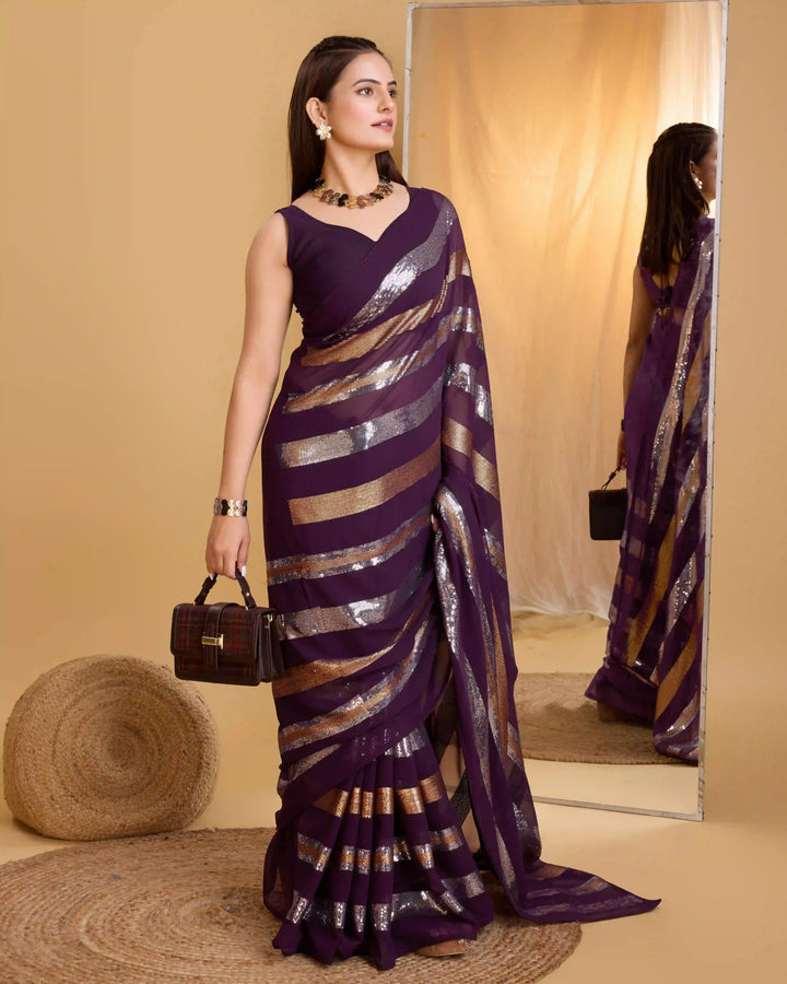 Designer Georgette Saree with Sequince Embroidery | Perfect for Weddings & Events