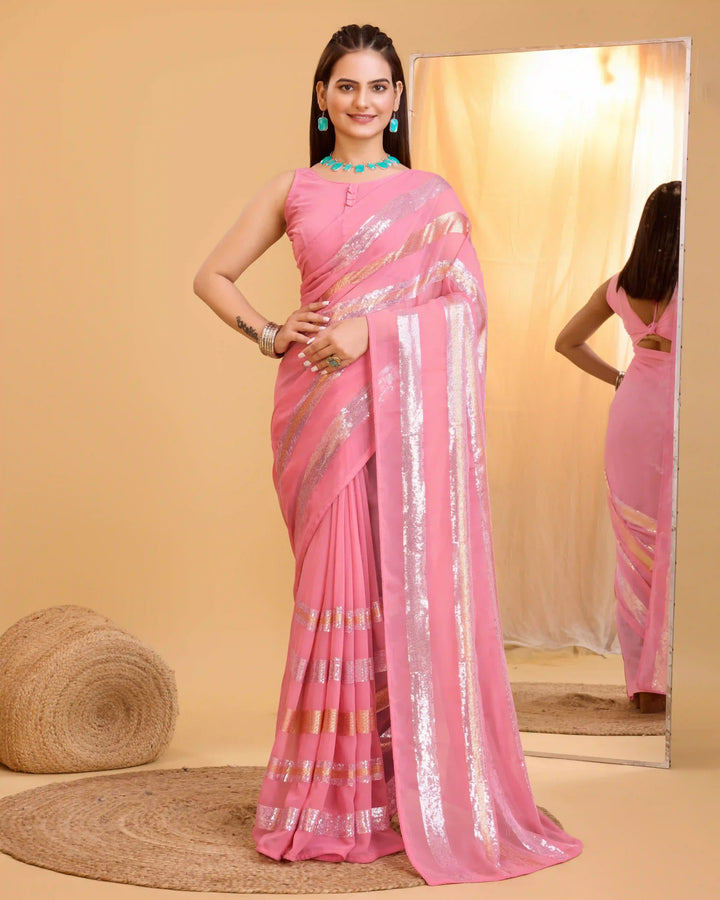 Designer Georgette Saree with Sequince Embroidery | Perfect for Weddings & Events