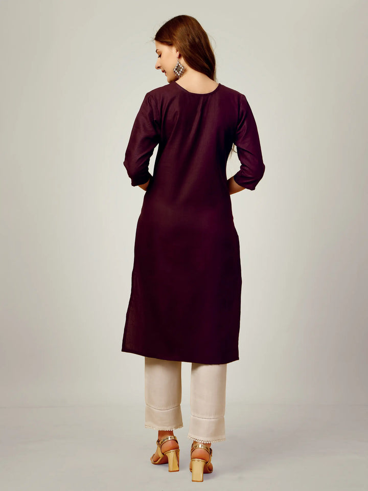 Cotton Magic Slub Kurti Set | Sequins & Thread Embroidery Work
