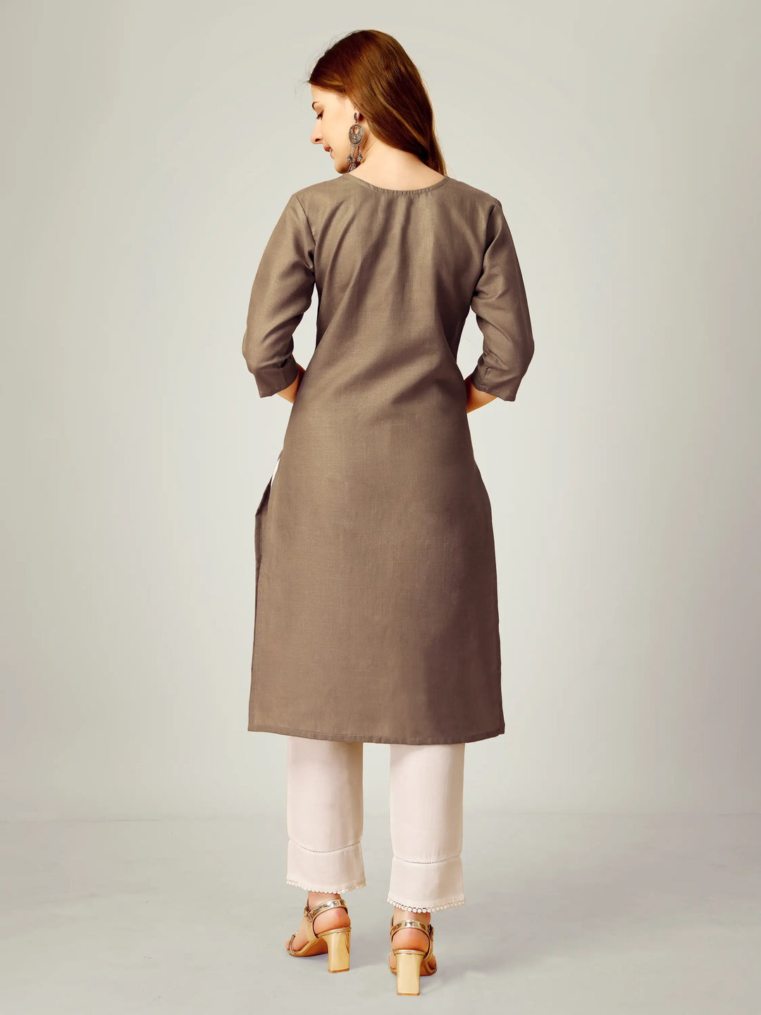 Cotton Magic Slub Kurti Set | Sequins & Thread Embroidery Work