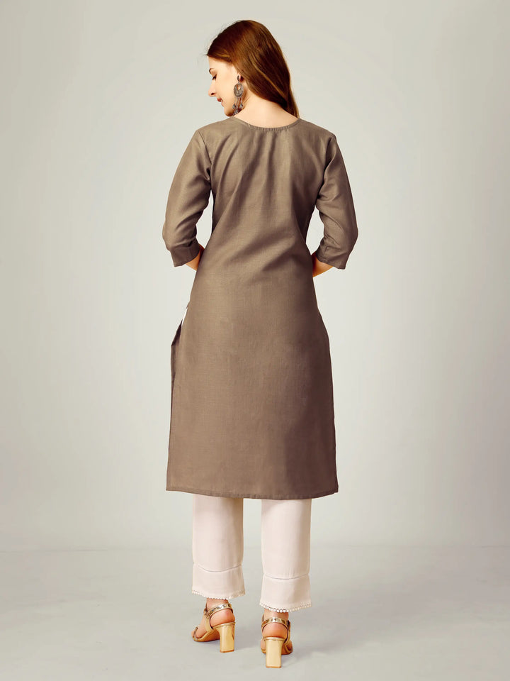 Cotton Magic Slub Kurti Set | Sequins & Thread Embroidery Work