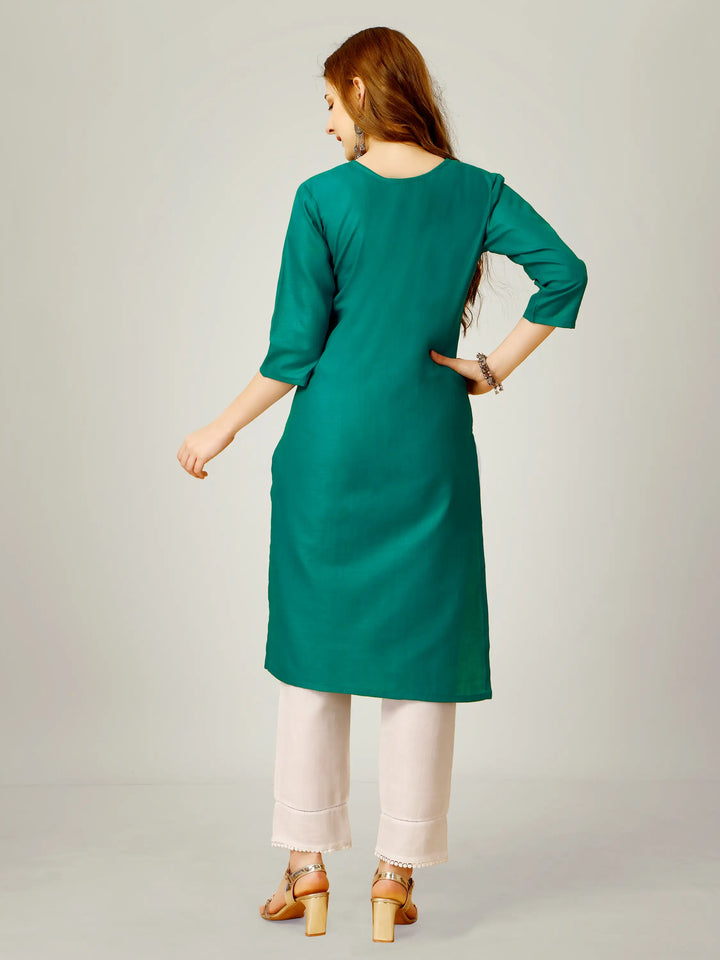 Cotton Magic Slub Kurti Set | Sequins & Thread Embroidery Work