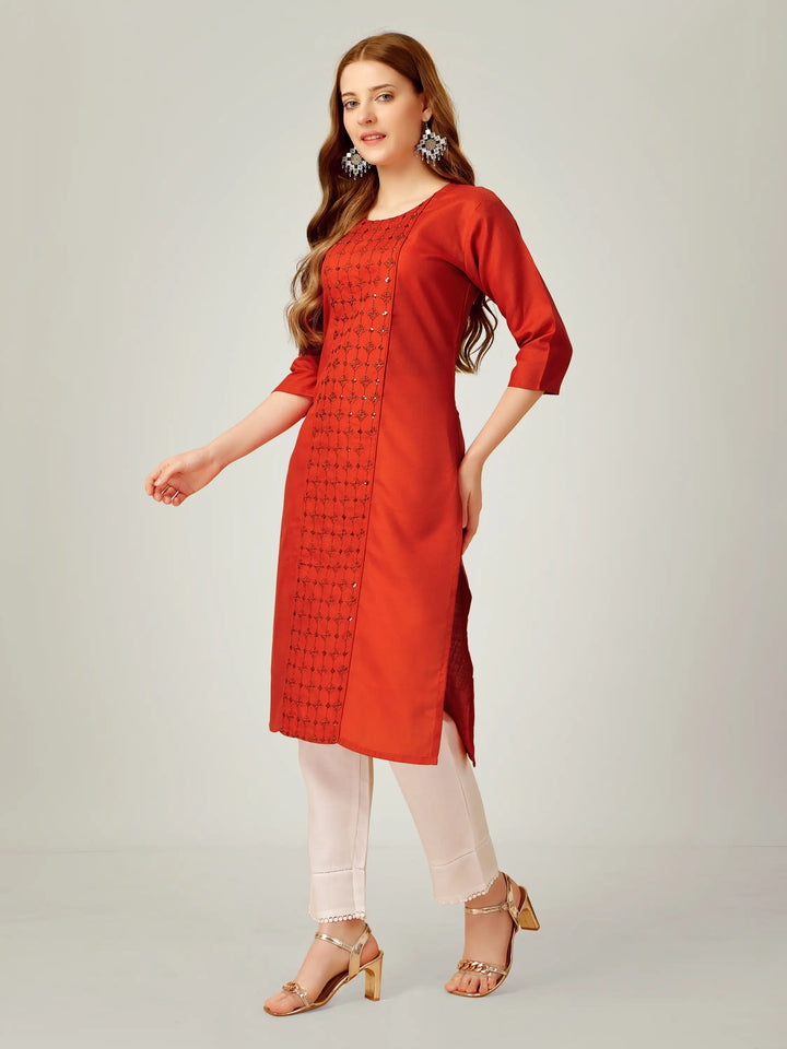 Cotton Magic Slub Kurti Set | Sequins & Thread Embroidery Work