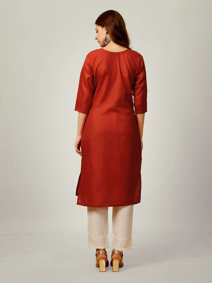 Cotton Magic Slub Kurti Set | Sequins & Thread Embroidery Work