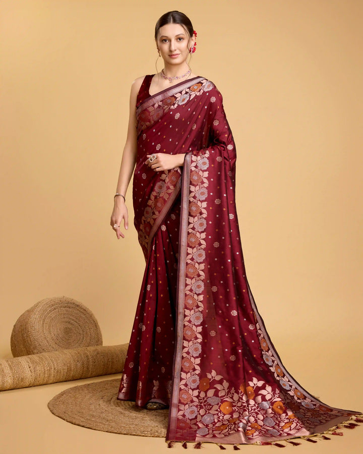 Designer Silk Saree with Jacquard-Jari Weaving | Special Event & Festive Wear