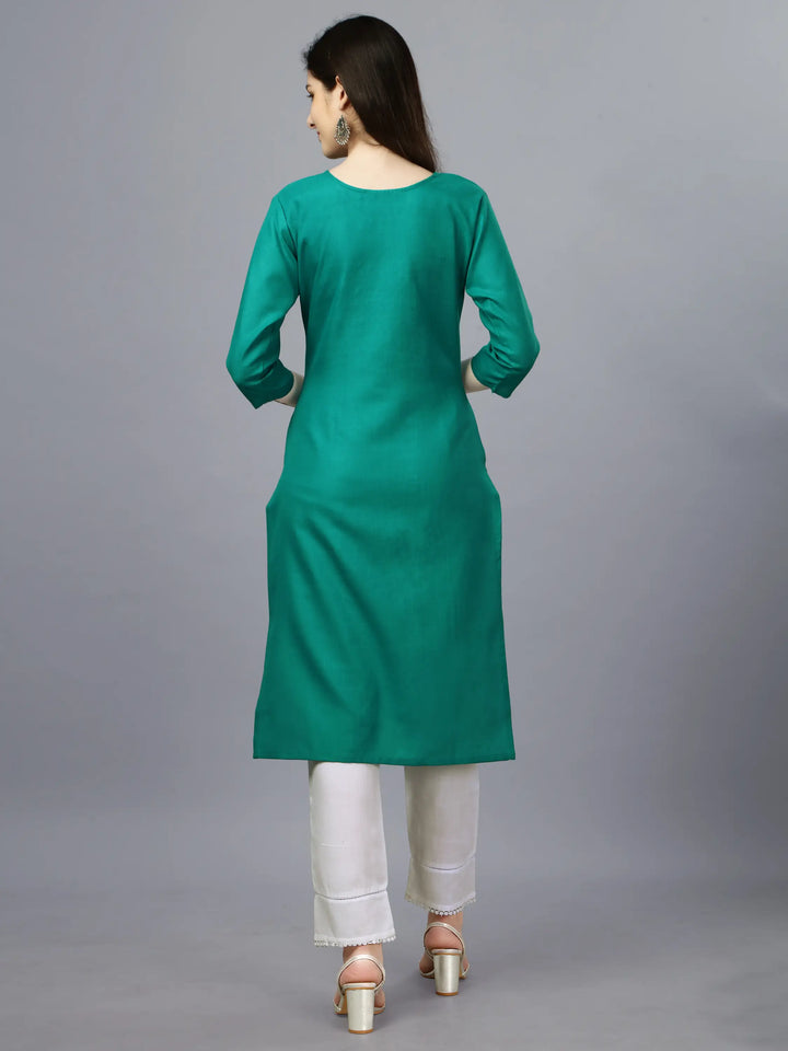 Cotton Magic Slub Straight Kurti | Designer Embroidery Work