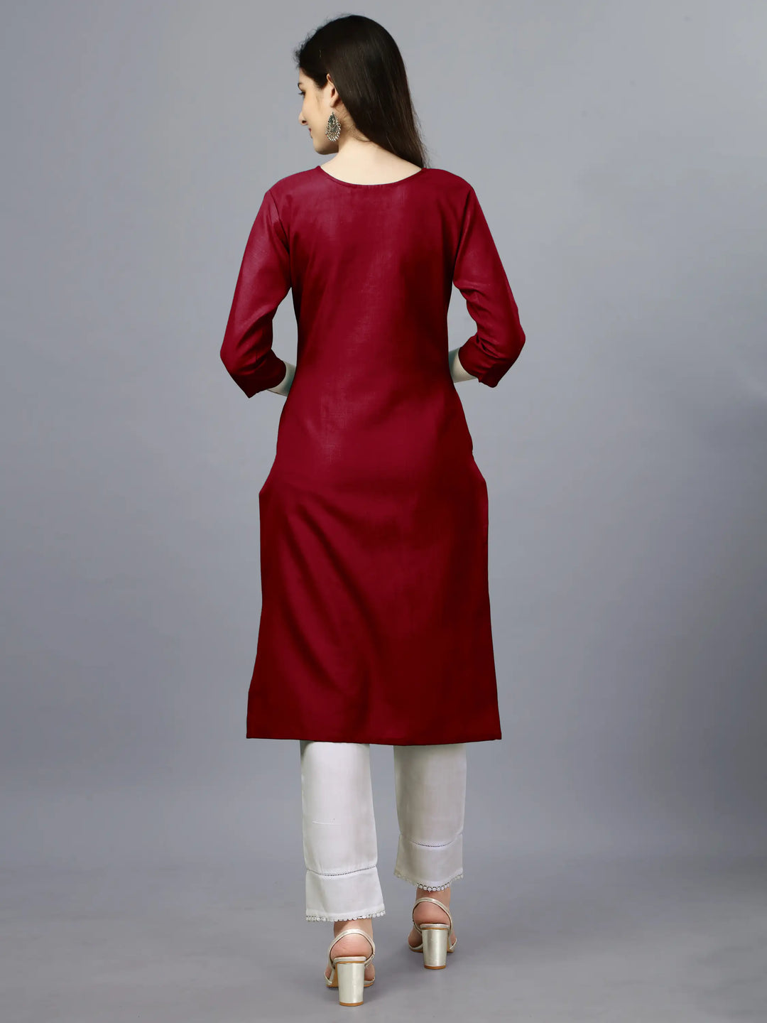 Cotton Magic Slub Straight Kurti | Designer Embroidery Work