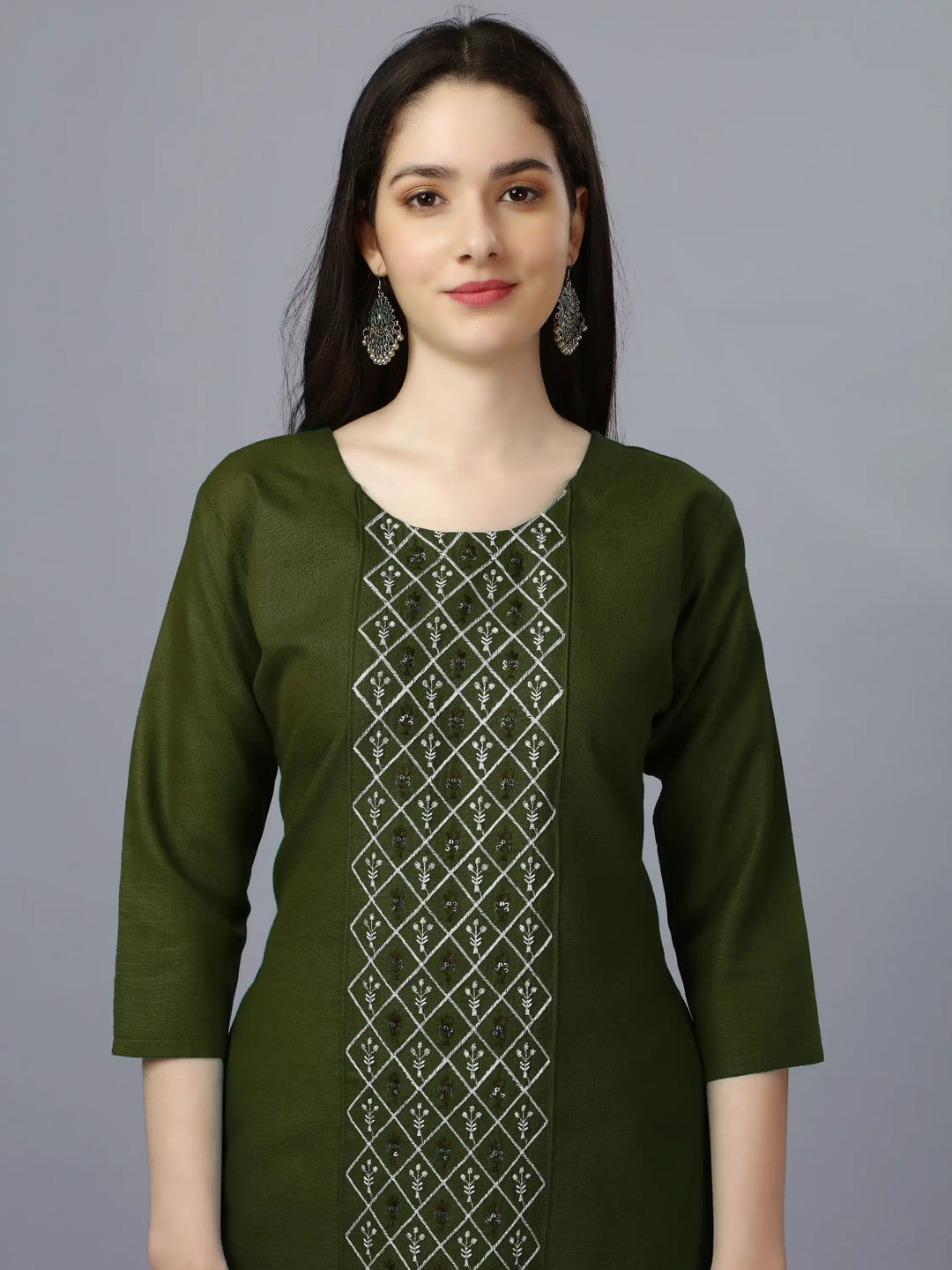 Cotton Magic Slub Straight Kurti | Designer Embroidery Work