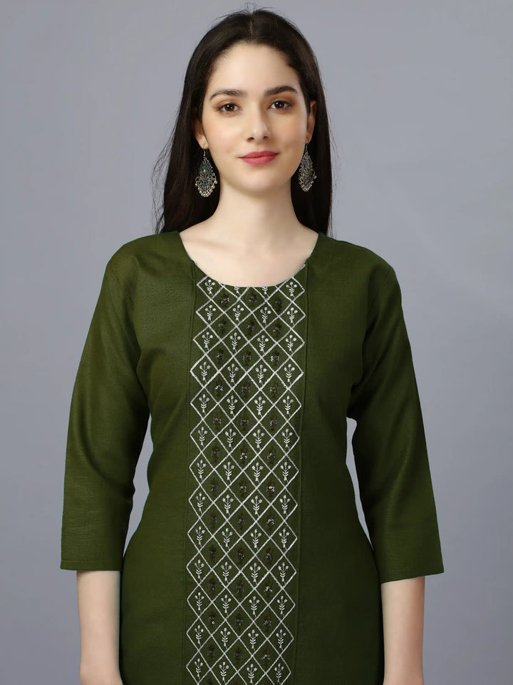 Cotton Magic Slub Straight Kurti | Designer Embroidery Work