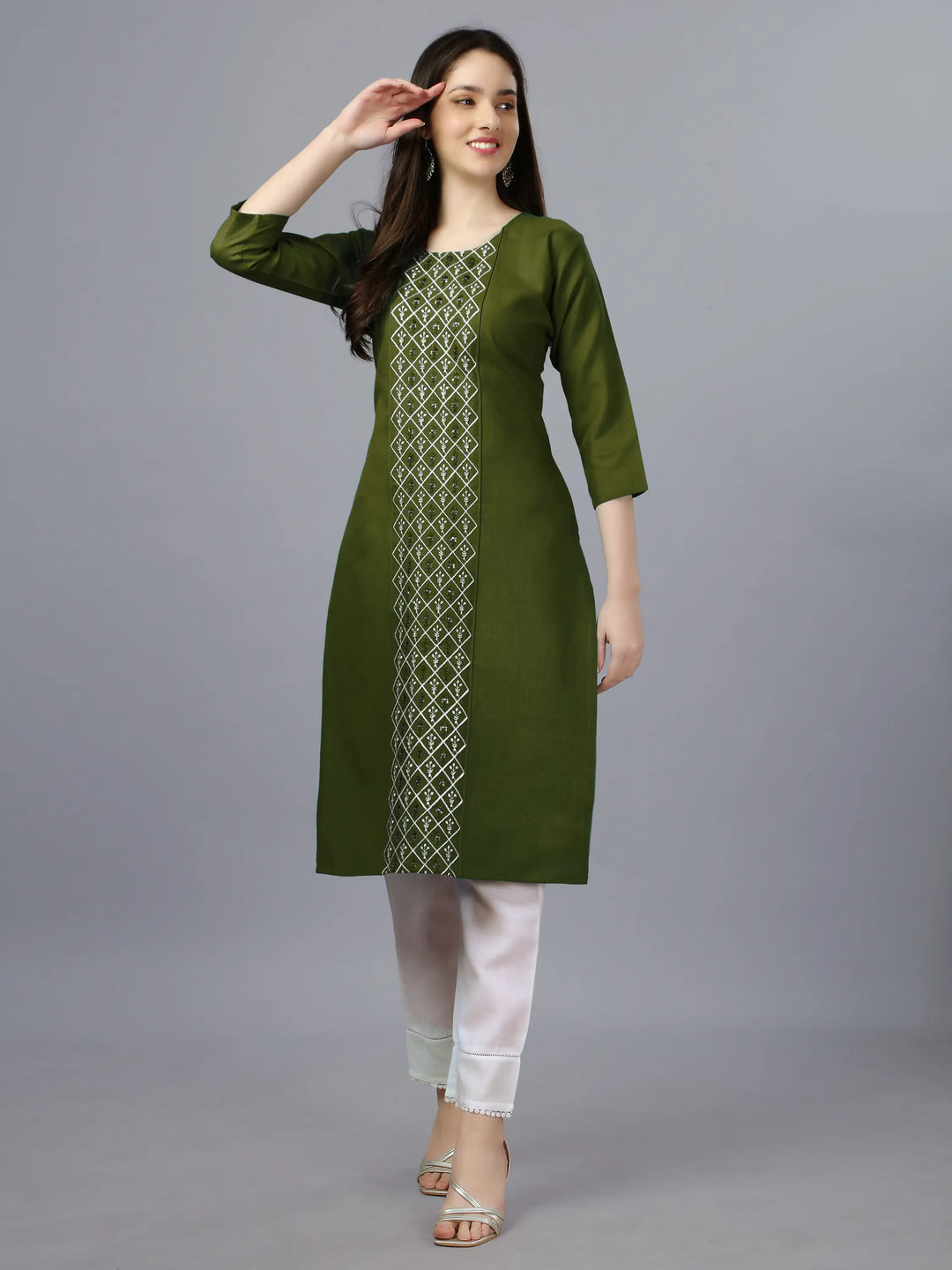 Cotton Magic Slub Straight Kurti | Designer Embroidery Work