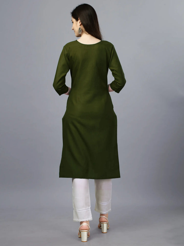 Cotton Magic Slub Straight Kurti | Designer Embroidery Work