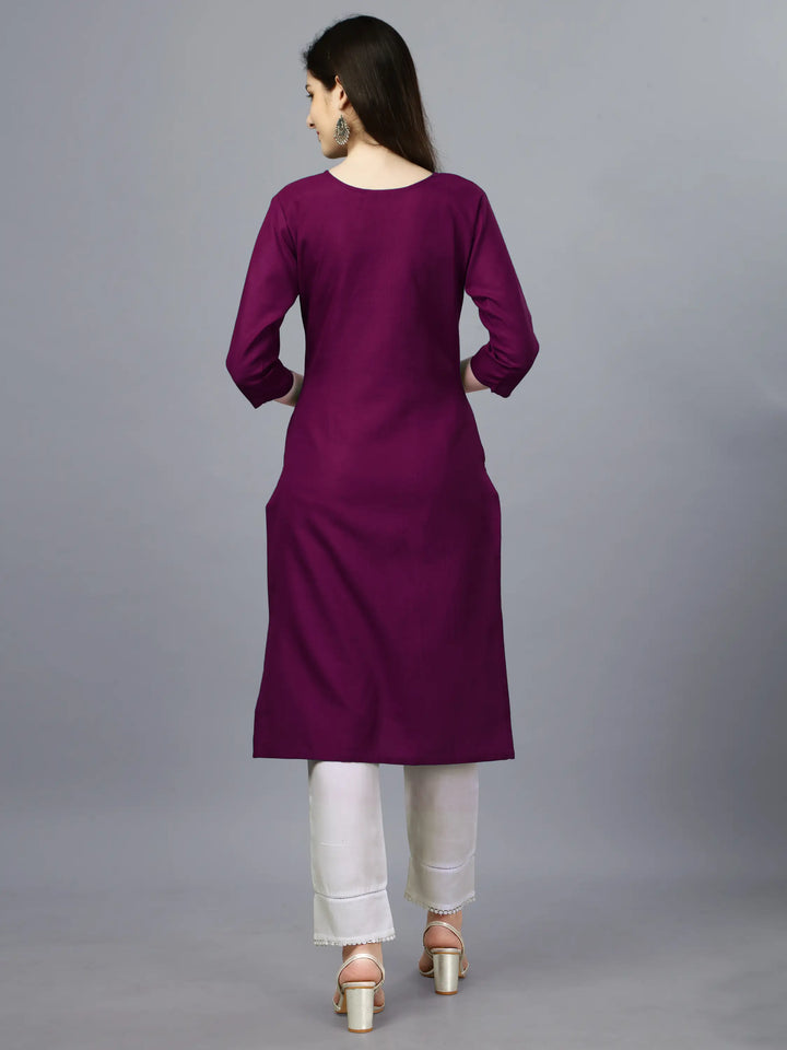 Cotton Magic Slub Straight Kurti | Designer Embroidery Work