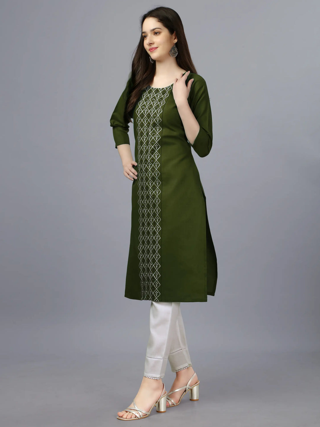 Cotton Magic Slub Straight Kurti | Designer Embroidery Work