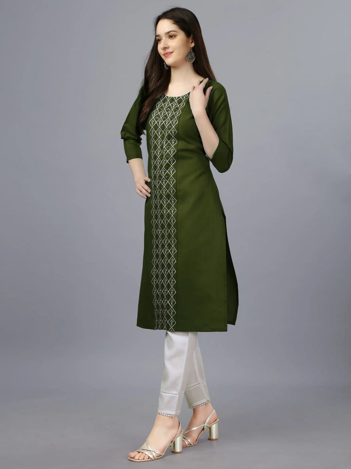Cotton Magic Slub Straight Kurti | Designer Embroidery Work