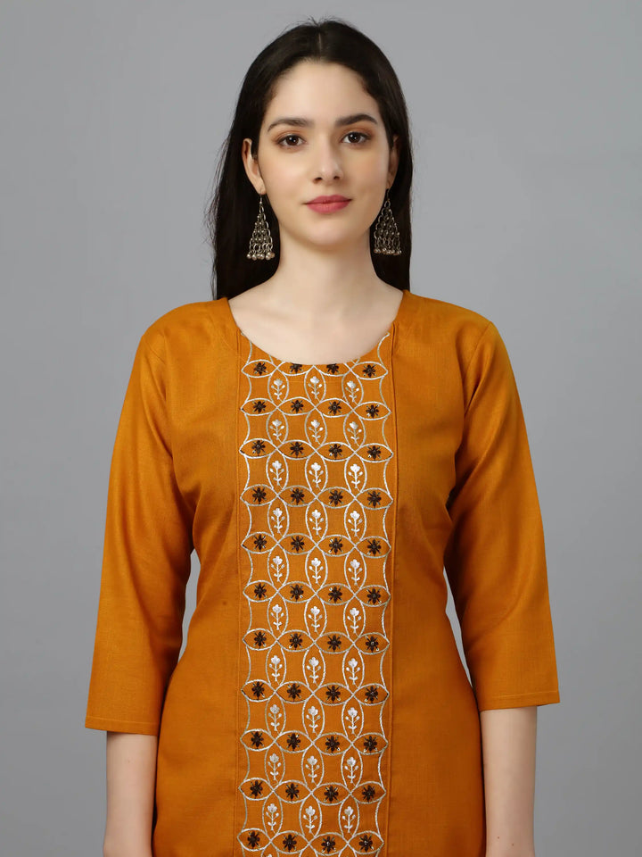 Cotton Magic Slub Straight Kurti | Designer Embroidery Work