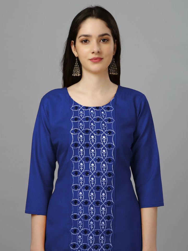 Cotton Magic Slub Straight Kurti | Designer Embroidery Work