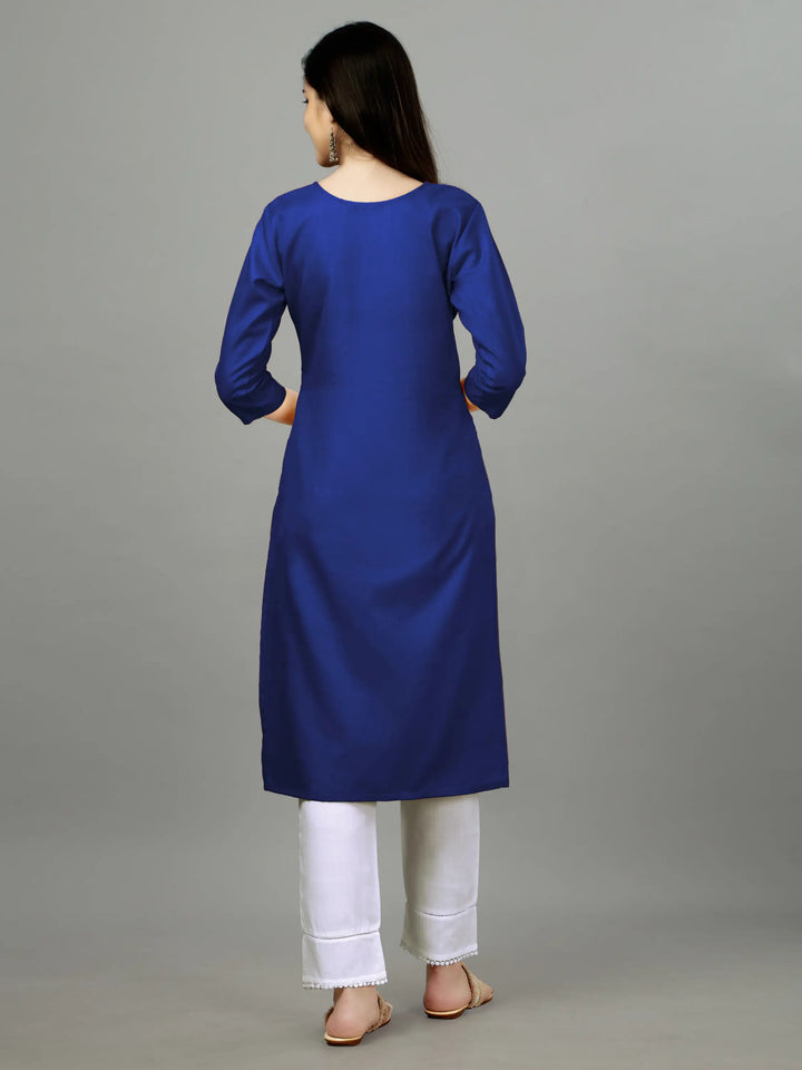 Cotton Magic Slub Straight Kurti | Designer Embroidery Work