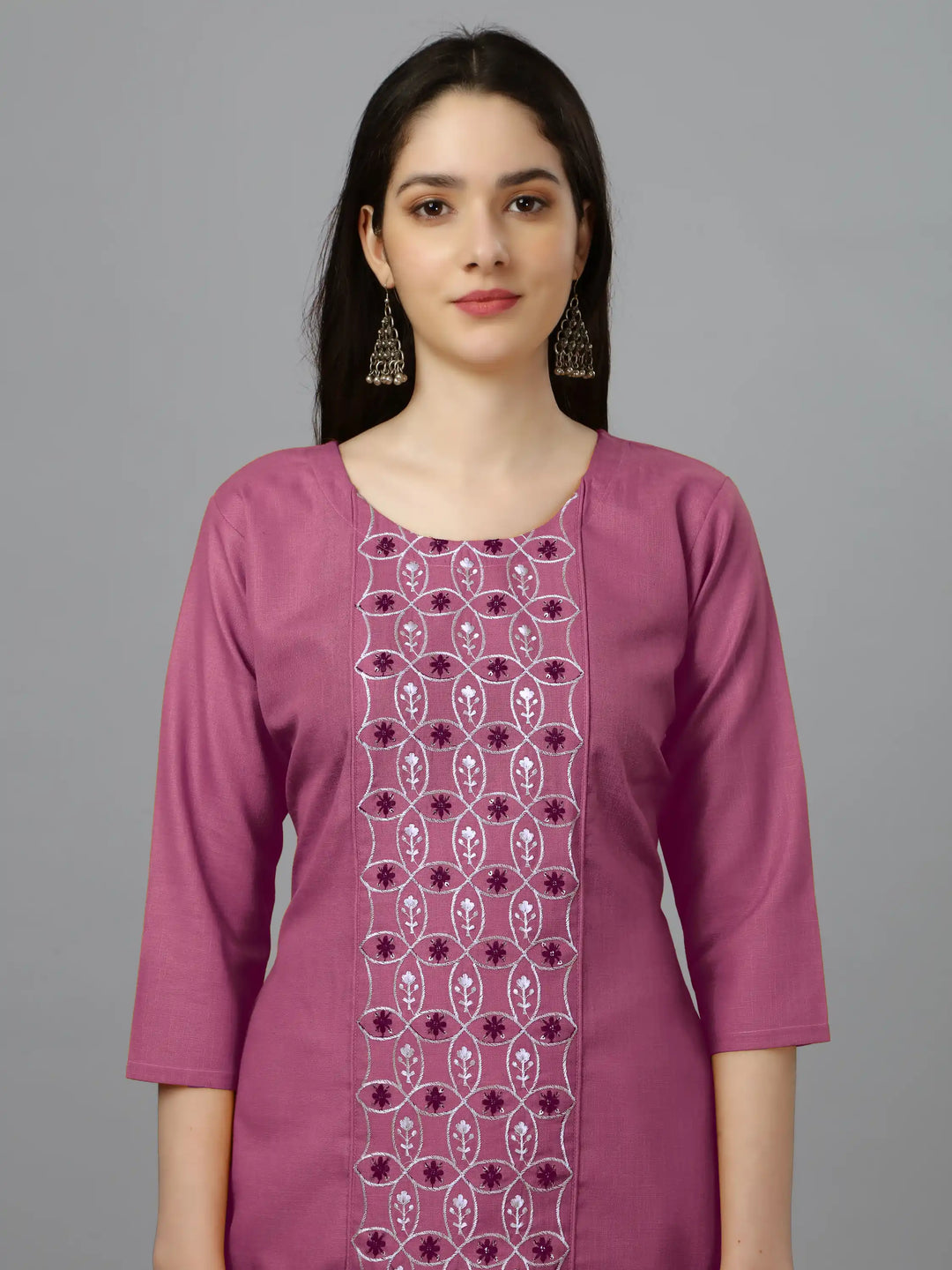 Cotton Magic Slub Straight Kurti | Designer Embroidery Work