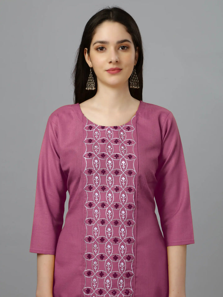 Cotton Magic Slub Straight Kurti | Designer Embroidery Work