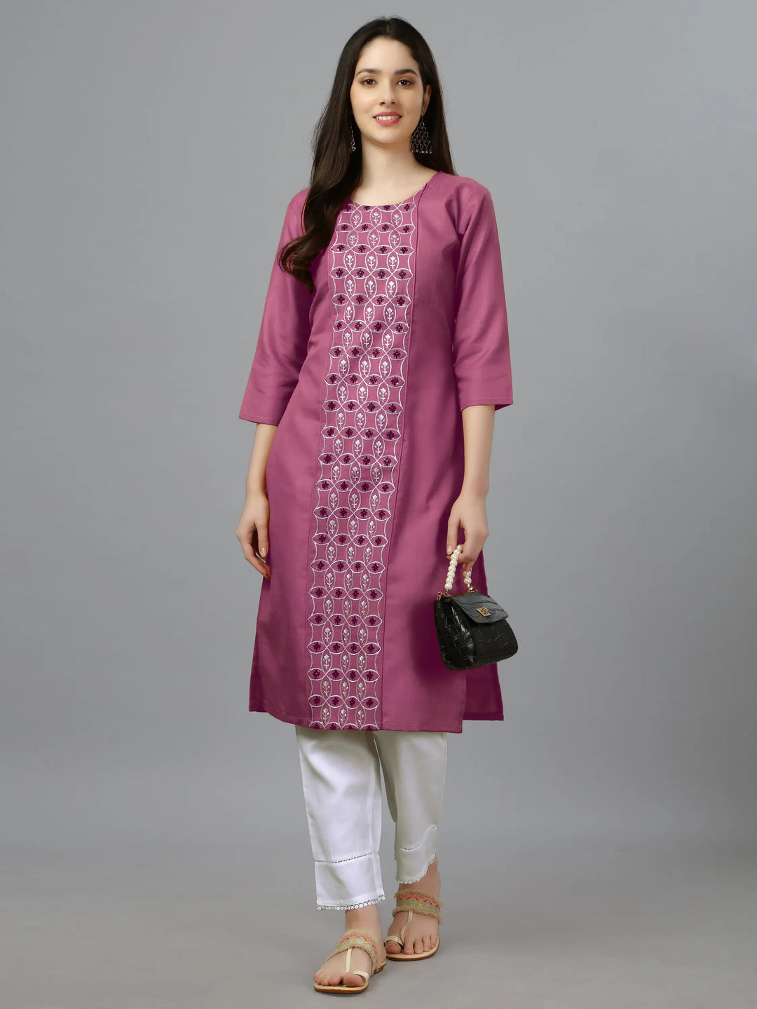 Cotton Magic Slub Straight Kurti | Designer Embroidery Work