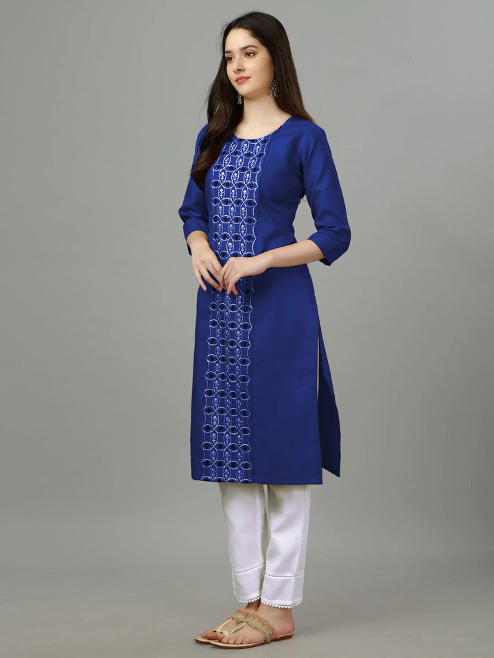 Cotton Magic Slub Straight Kurti | Designer Embroidery Work