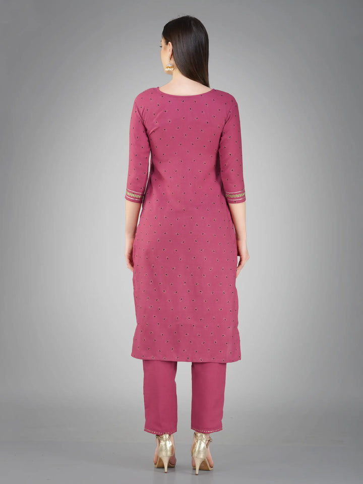 Printed Cotton Magic Slub | Embroidered Readymade Ethnic Suit Set