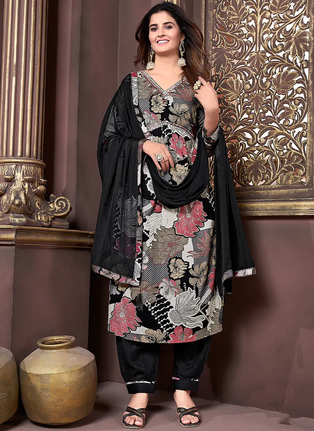 Designer Readymade Suits Set | Rayon & Nazmin Fabric with Hand Work